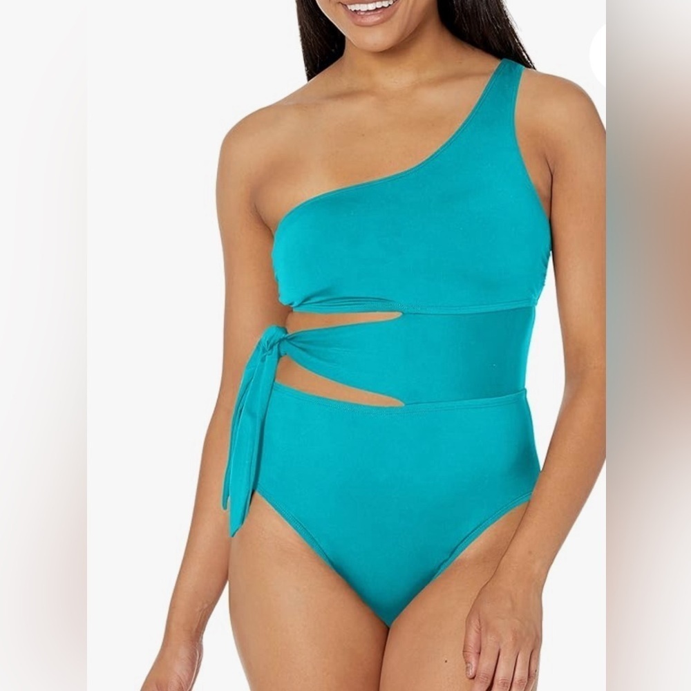 La Blanca Island Goddess One Shoulder Mio One Piece cut out tie Swimsuit 16